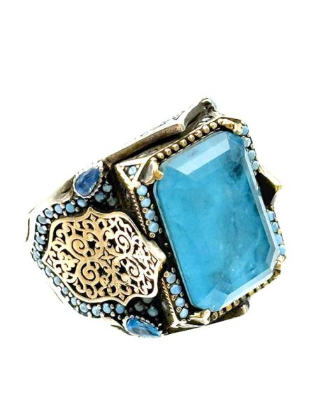 ANILLOS PLATA PARA HOMBRE SELLOS DE PIEDRAS AZULES | PLATA HOMBRE