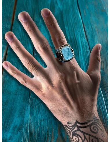 ANILLOS PLATA PARA HOMBRE SELLOS DE PIEDRAS AZULES | PLATA HOMBRE