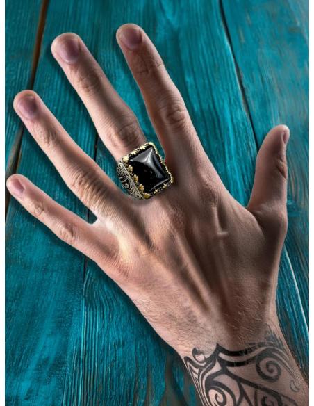 ANILLOS HOMBRE DE PLATA SELLOS PIEDRAS ONIX NEGRO | JOYAS PLATA HOMBRE
