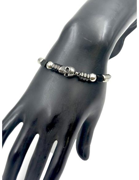 PULSERAS HOMBRE DE CALAVERA ROQUERA EN ACERO