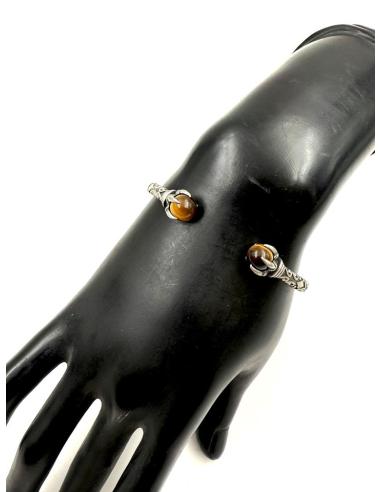 PULSERAS HOMBRE JOYAS EN ACERO Y PIEDRAS MARRONES | JOYAS CABALLERO
