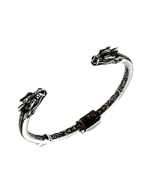 PULSERAS HOMBRE CON DRAGONES DE ACERO JOYAS MODA | JOYAS CABALLERO