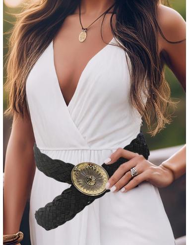 CINTURONES ANCHOS BOHO DE MUJER NEGROS | CINTURONES MODA