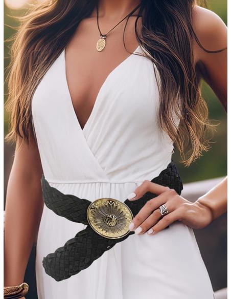 CINTURONES ANCHOS BOHO DE MUJER NEGROS | CINTURONES MODA