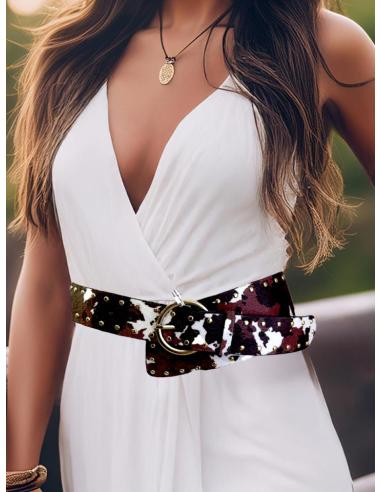 CINTURONES MUJER BLANCO Y MARRON CINTURA Y CADERA | CINTURONES MODA