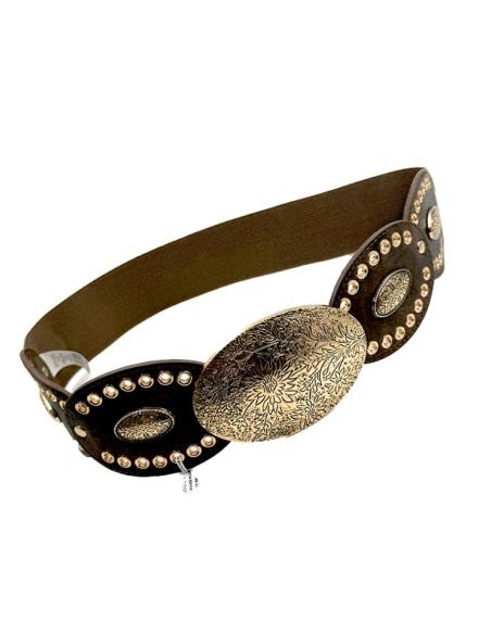CINTURONES MUJER MARRONES CAFE Y DORADO BOHO | CINTURON ANCHO