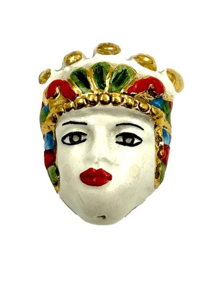 BROCHES MUJER TESTA DI MORO BLANCO ROJO Y VERDE | CERAMICA SICILIA