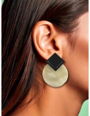PENDIENTES MUJER LARGOS EN ASTA NATURAL Y NEGRO | JOYAS AFRICA CUERNO