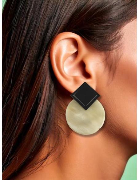 PENDIENTES MUJER LARGOS EN ASTA NATURAL Y NEGRO | JOYAS AFRICA CUERNO