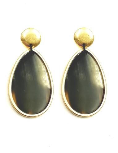 PENDIENTES LARGOS MUJER LAGRIMA ASTA NEGRA | JOYAS AFRICA CUERNO