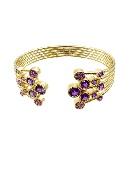 PULSERAS MUJER DORADAS Y MORADAS PARA BODAS | JOYAS INVITADA MADRINA