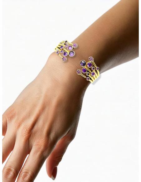 PULSERAS MUJER DORADAS Y MORADAS PARA BODAS | JOYAS INVITADA MADRINA