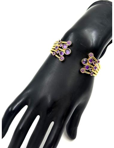 PULSERAS MUJER DORADAS Y MORADAS PARA BODAS | JOYAS INVITADA MADRINA