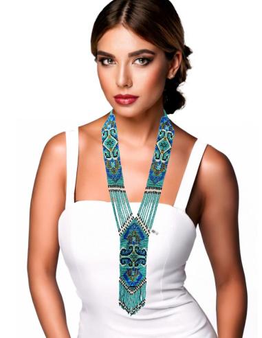 COLLARES MUJER AZULES LARGOS HECHOS A MANO CON ABALORIOS