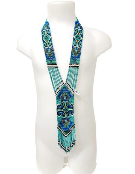 COLLARES MUJER AZULES LARGOS HECHOS A MANO CON ABALORIOS