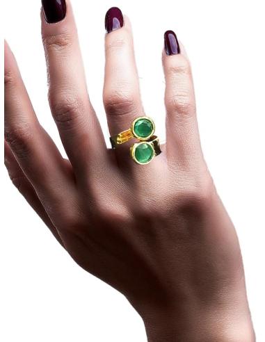 ANILLOS MUJER DORADOS Y DOS PIEDRAS ELIGE EL COLOR | SORTIJAS BODA
