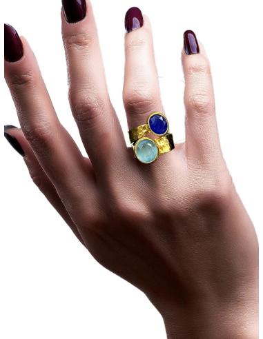 ANILLOS MUJER DORADOS Y DOS PIEDRAS ELIGE EL COLOR | SORTIJAS BODA