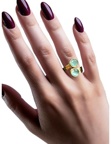 ANILLOS MUJER DORADOS Y DOS PIEDRAS ELIGE EL COLOR | SORTIJAS BODA