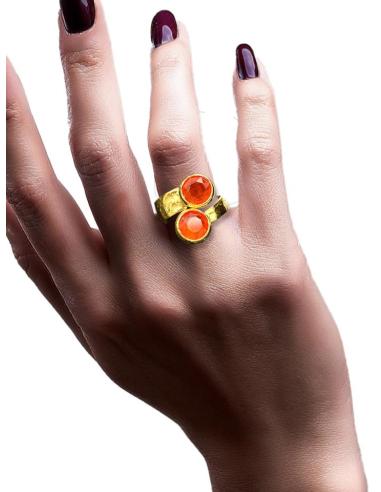 ANILLOS MUJER DORADOS Y DOS PIEDRAS ELIGE EL COLOR | SORTIJAS BODA
