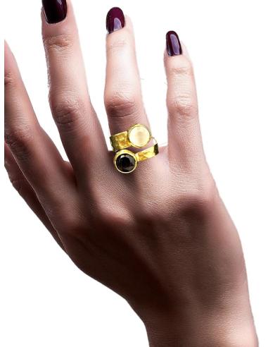 ANILLOS MUJER DORADOS Y DOS PIEDRAS ELIGE EL COLOR | SORTIJAS BODA