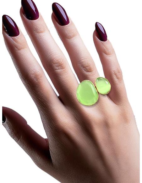 ANILLOS MUJER DORADOS CON PIEDRAS VERDES PARA BODA | SORTIJAS BODA