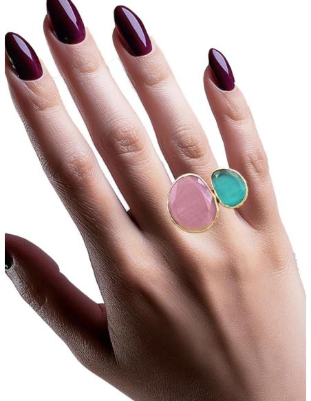 ANILLOS MUJER DORADOS Y PIEDRAS MORADAS Y AZUL MAR | SORTIJAS BODA