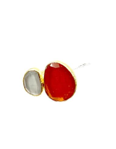 ANILLOS MUJER DORADOS Y PIEDRAS NARANJAS Y BLANCAS | SORTIJAS BODA