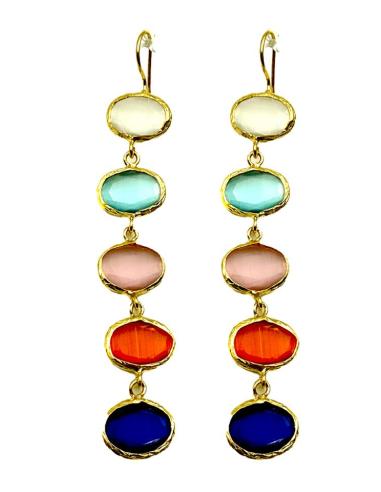 PENDIENTES BODA LARGOS DE PIEDRAS MULTICOLORES | JOYAS INVITADA