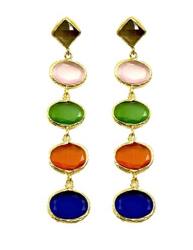 PENDIENTES LARGOS MULTICOLORES DE PIEDRA PARA BODA | JOYAS INVITADA
