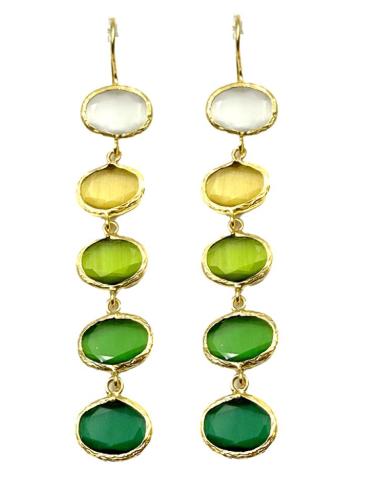PENDIENTES BODA LARGOS PIEDRAS VERDES Y AMARILLAS | JOYAS INVITADA
