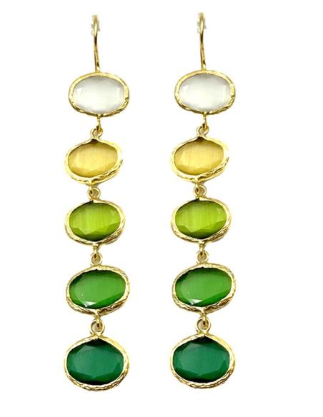 PENDIENTES BODA LARGOS PIEDRAS VERDES Y AMARILLAS | JOYAS INVITADA