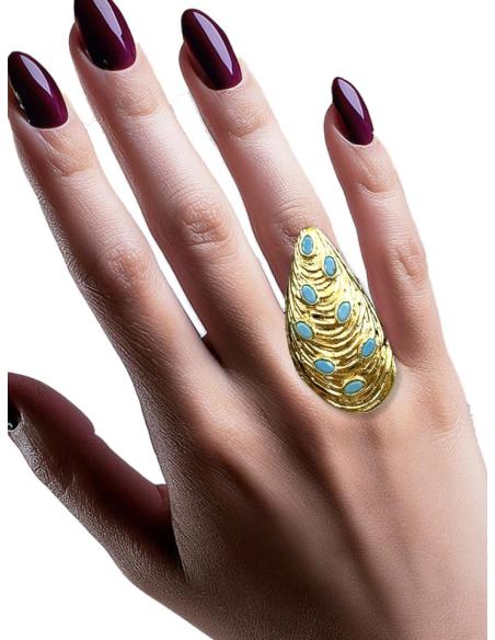 ANILLOS MUJER DORADOS Y AZULES DISEÑO MEJILLON | JOYAS MADRID