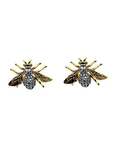 PENDIENTES CORTOS MUJER INSECTOS DORADOS Y CIRCON | PENDIENTES MUJER