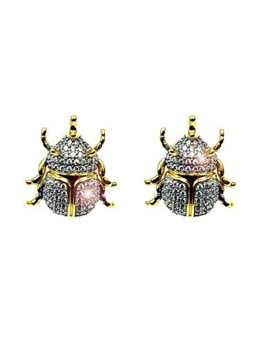 PENDIENTES CORTOS MUJER INSECTOS DORADOS Y CIRCON | PENDIENTES MUJER