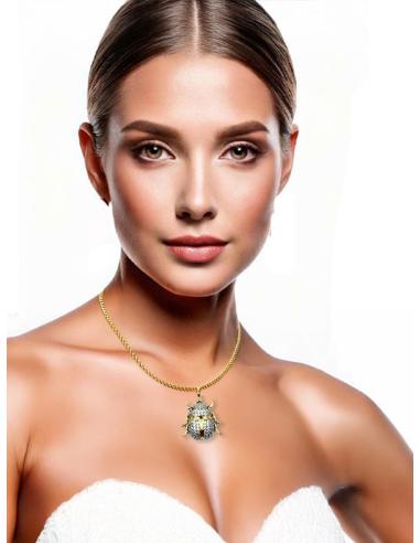 COLLARES CORTOS DE MUJER DORADOS CON ESCARABAJO | BISUTERIA FINA