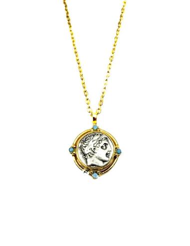 COLLARES DE MONEDA GRIEGA Y DETALLES AZUL TURQUESA | ALTA BISUTERIA MUJER