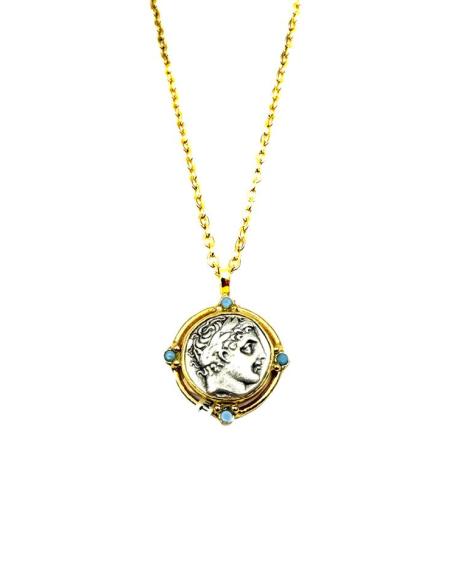COLLARES DE MONEDA GRIEGA Y DETALLES AZUL TURQUESA | ALTA BISUTERIA MUJER
