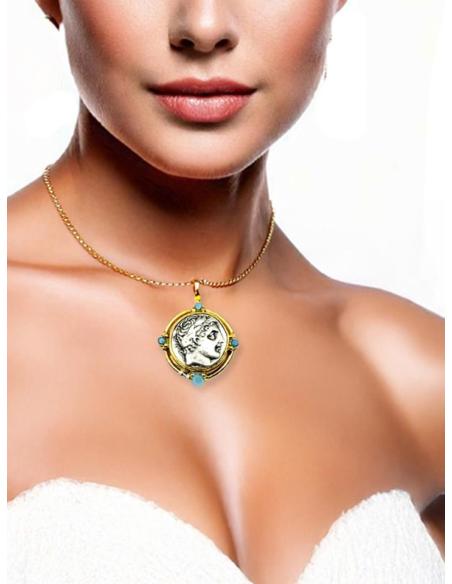 COLLARES DE MONEDA GRIEGA Y DETALLES AZUL TURQUESA | ALTA BISUTERIA MUJER