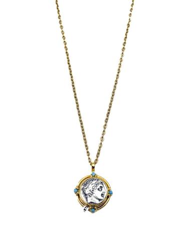 COLLARES DE MONEDA GRIEGA Y DETALLES AZUL TURQUESA | ALTA BISUTERIA MUJER