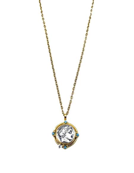 COLLARES DE MONEDA GRIEGA Y DETALLES AZUL TURQUESA | ALTA BISUTERIA MUJER