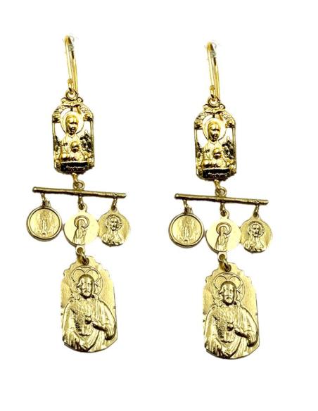 PENDIENTES MUJER DORADOS LARGOS CON MEDALLAS | ALTA BISUTERIA