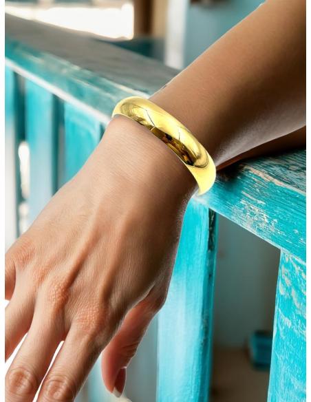PULSERAS DORADAS MUJER ELEGANTE DISEÑO MEDIA CAÑA | BRAZALETES