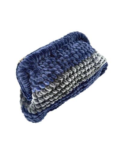 BOLSOS AZULES MARINO PUNTO CROCHET ATERCIOPELADO | BOLSOS MODA MUJER