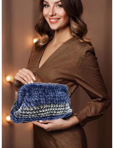 BOLSOS AZULES MARINO PUNTO CROCHET ATERCIOPELADO | BOLSOS MODA MUJER