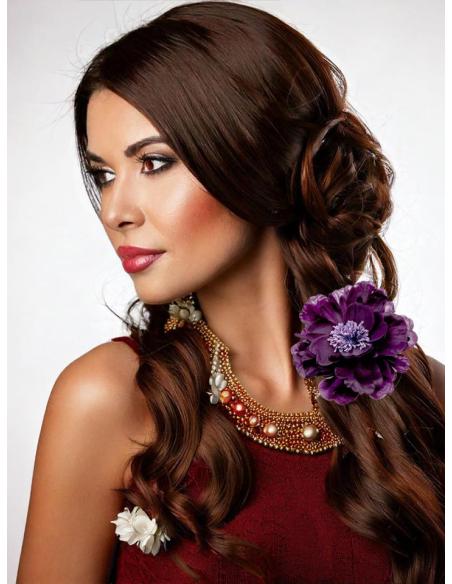 FLORES MORADAS BERENJENA OSCURO PARA BODAS | TOCADOS BROCHES