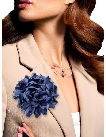 FLORES AZULES MARINO DE FIESTA Y BODA PARA MADRINA | BROCHE Y TOCADO INVITADA