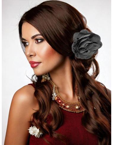 FLORES TELA NEGRAS PARA INVITADAS Y MADRINAS BODAS | BROCHE Y TOCADO