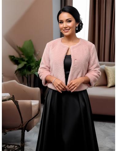 CHAQUETAS PELO ROSA NUDE INVITADA BODAS INVIERNO | ABRIGO CAPA