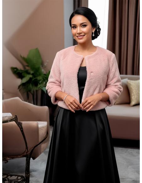 CHAQUETAS PELO ROSA NUDE INVITADA BODAS INVIERNO | ABRIGO CAPA