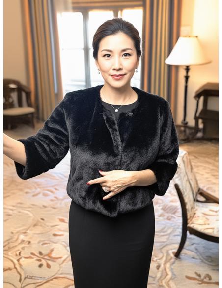 CHAQUETAS PELO NEGRAS DE INVITADAS BODAS INVIERNO | ABRIGO CAPA